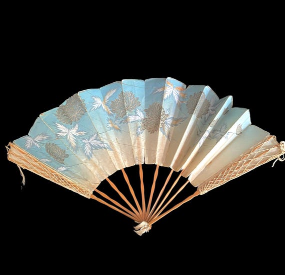 Antique, Folding Fan, Vintage, Victorian, Chinoiserie, Large, Shabby Chic