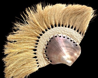 Vintage, Raro Rito, Mother Of Pearl Fan, Rarotonga, Cook Islands, Maori Oceanic Art