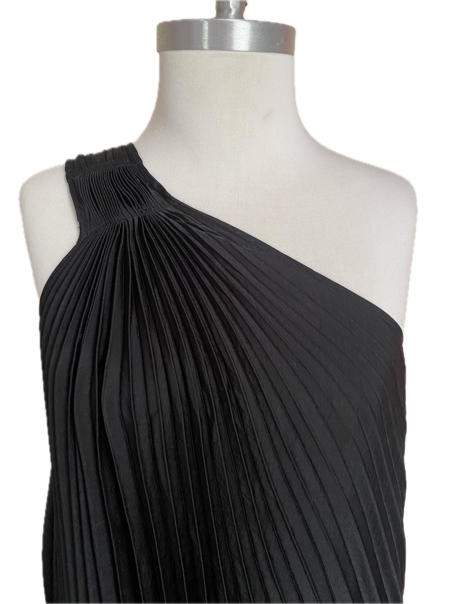 One Shoulder, Black, Minimalist, Pleated Dress by Banana Republic, Size  Small - Etsy