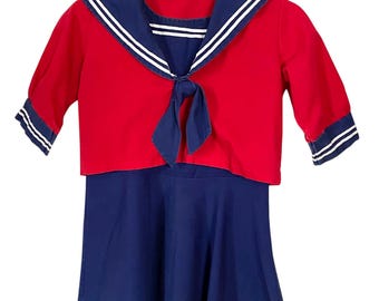 Vintage, 1950s, 1960s, Girls Sailor Suit, Dress and Top, Girls Size Small, Size 3T, 4, 5