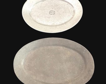 Vintage, Aluminum, Pewter, Oval Plates, Carters Sizzling Platters, Wagner Ware Sydney,
