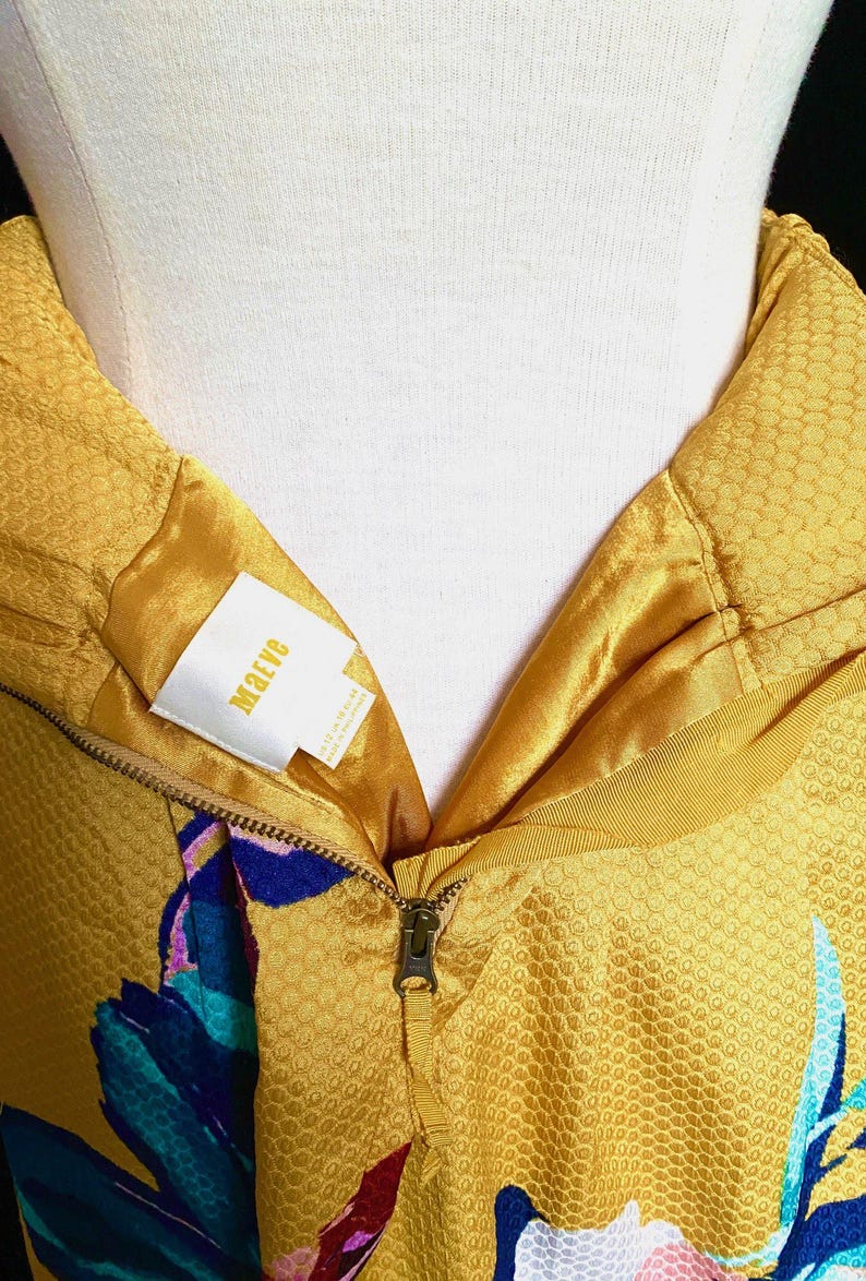 Anthropologie, Mustard Floral Skirt by Maeve, Size 12 afbeelding 7