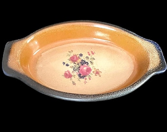 Vintage, Monroe Salt Works, Maine, Oval, Baking, Casserole Dish, Chippendale Rose