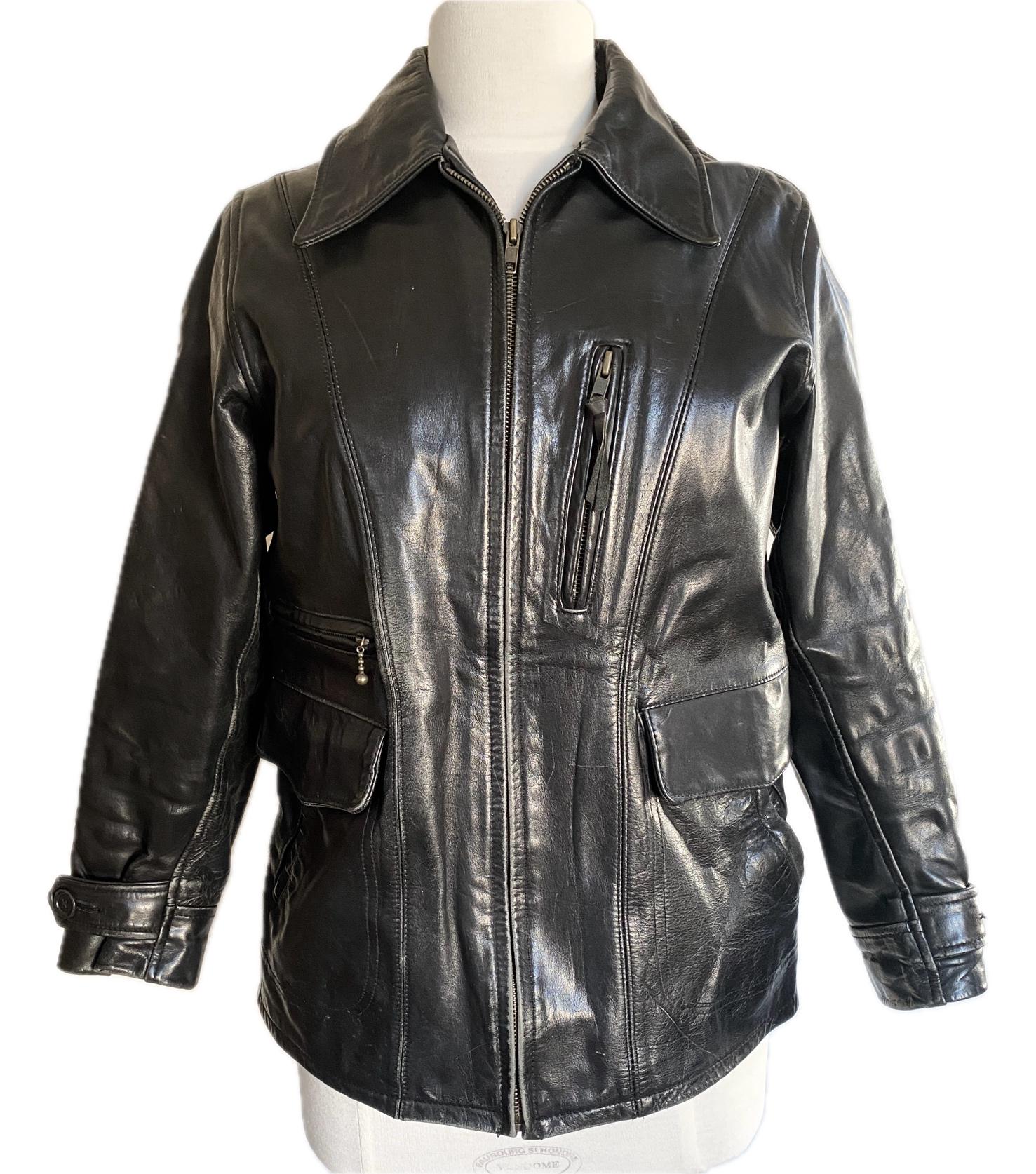 Vintage, 1990s, Banana Republic, Black Leather Jacket, Size XS