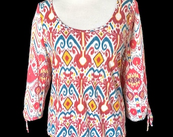 Vintage, 1990s, Lucky Brand, Ikat Blouse, Size XS, Small