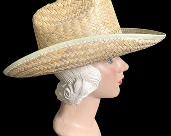 Vintage, Mexican, Straw Cowboy Hat, 22”