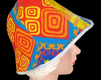 Vintage, 1960s, Cotton, Mod, Bucket Hat, Size Small