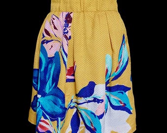 Anthropologie, Mustard Floral Skirt by Maeve, Size 12