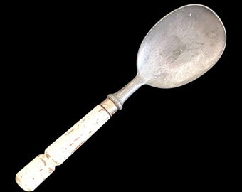 Vintage, 1940s, White Wooden Handle, Flat Ice Cream Paddle, Scoop