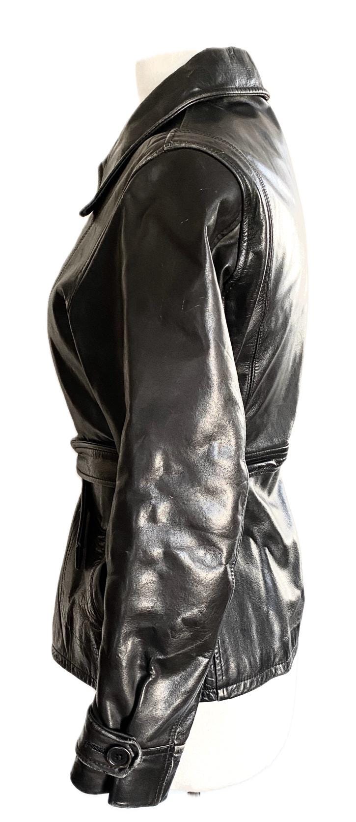 Vintage, 1990s, Banana Republic, Black Leather Jacket, Size XS