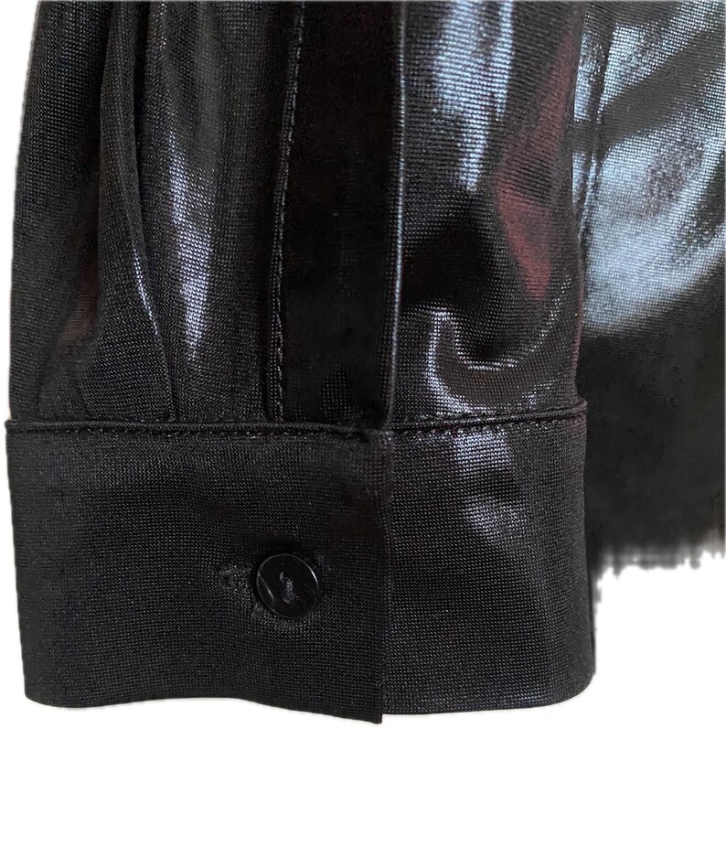Anthropologie, Shiny Black Shirt, Blouse, Size Small image 6