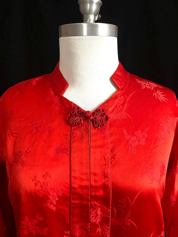 Vintage Red Chinese Brocade Top M main image 0