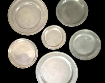 Vintage, Pewter Plates, 1800’s, 1900’s, Set of 6