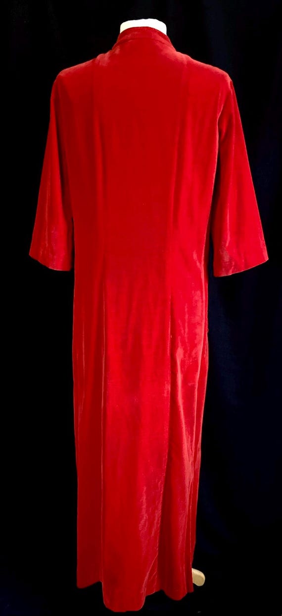 1950s Vintage Red Velvet Mandarin Collar Asian Dress  - Gem