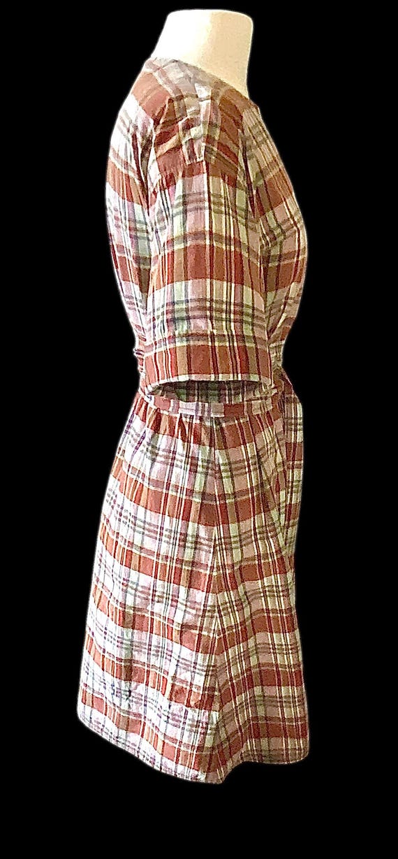 Vintage, 1950s, Plaid, Madras Dress, Size Medium - image 6
