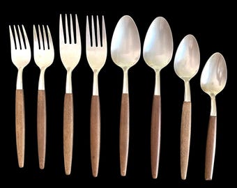 Vintage 1960s, MCM, American Tempo, Stainless Flatware, Japan, Set of 8