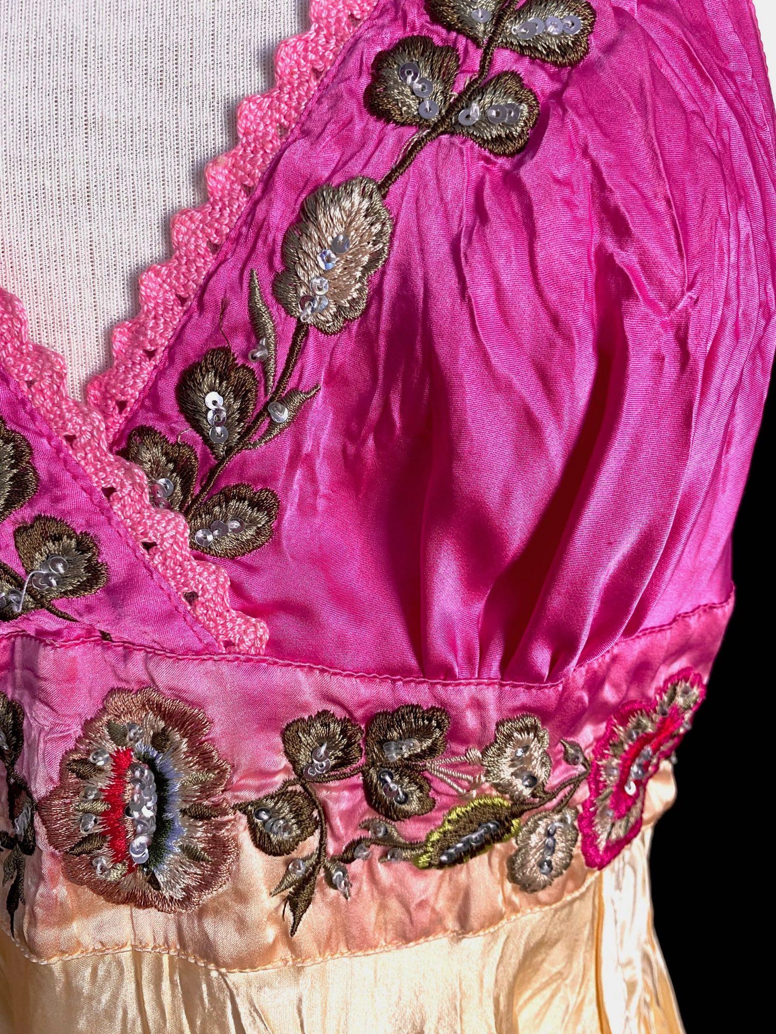 90s Black Beaded Silk Camisole (S)