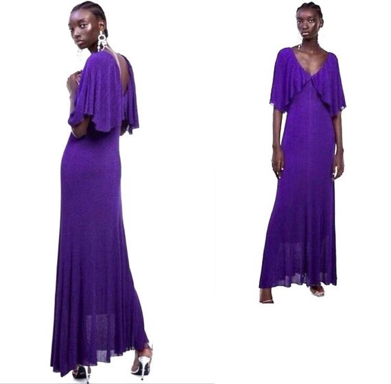 Purple, Metallic Knit, Maxi Dress, Zara, Size Small