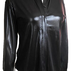 Anthropologie, Shiny Black Shirt, Blouse, Size Small image 2