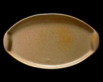 Vintage, 1960s, Bennington Potters, MCM, Matte, Brown Oval, Oblong, Plate, Platter, David Gil, 1569
