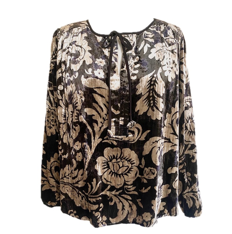 Blusa de terciopelo arrugado brillante de Anthropologie, talla mediana imagen 1