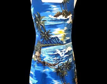 Vintage, 1990s, Pacific Legend, Hawaiian Sheath Dress, Size Medium, Large