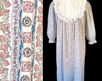 Vintage, 1980s, Gillian O’Malley Nightgown, Prairie, Cottagecore, Maxi Ruffled Dress, Size Small