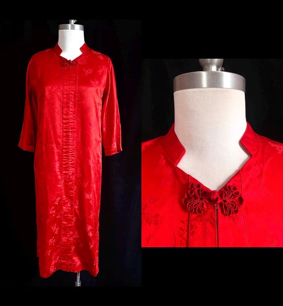 Vintage Red Chinese Brocade Top M