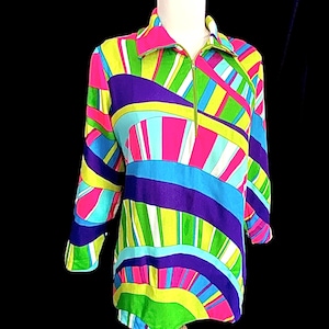 Vintage, Mod, Psychedelic, 1960s, Zipper Tunic, Size Medium, Large