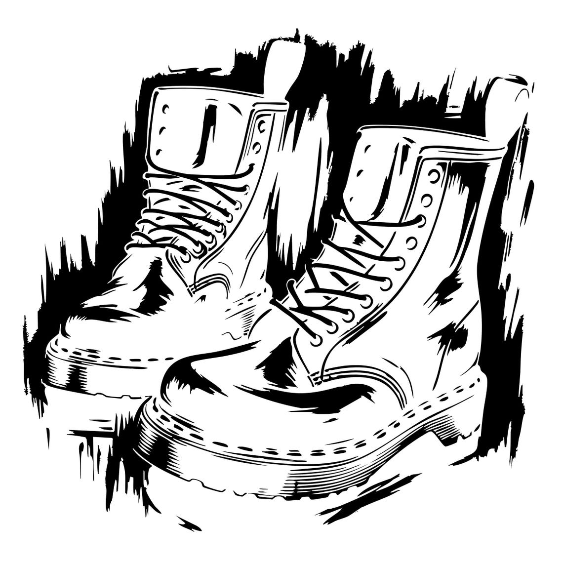 DM Boots Illustration Stencil: Vector Cutting File (digital Download ...