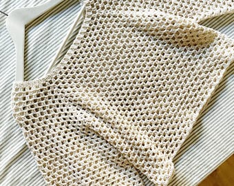 T-shirt/pull d'été confortable au crochet - Modèle tricoté de haut en bas en double crochet - Italien et anglais