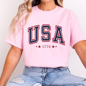 Retro USA Shirt, 4th of July Tshirt, America Fourth Tee, Womens 4th of July Shirt, America Patriotic Shirt, Independence Day