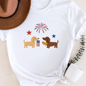 Patriotic Dachshunds Shirt, 4th of July Pup Shirt, USA Flag Pet Shirt, Independence Day Cute Shirt For Dog Mom