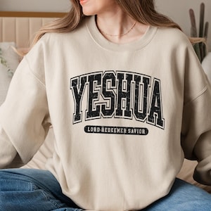 sweat Yeshua vintage, sweat chrétien Yeshua, sweat religieux, vêtements esthétiques pour la foi, vêtements pour Jésus, pull verset de la Bible