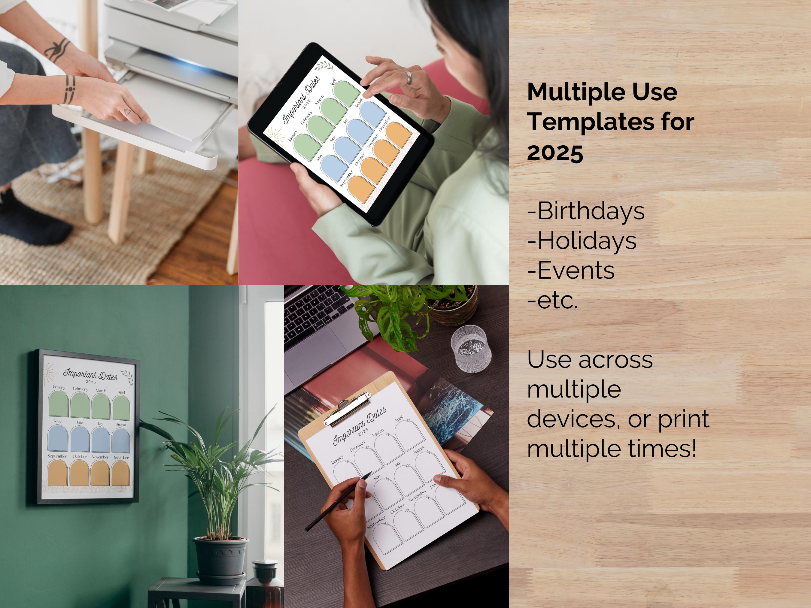 Important Dates Printable, PDF Birthday Tracker, Special Dates Sign ...