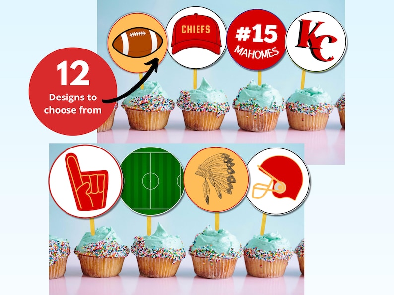 Superbowl Cupcake Toppers, Kansas City Chiefs, Superbowl Party, Chiefs ...