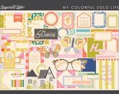 Solo Colorful Life Digital Ephemera Kit, Digital Scrapbook Embellishments, Digital Scrapbook Kit, Digital Ephemera, Digital Clip Art
