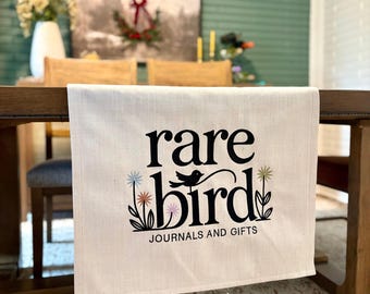 Custom Embroidered Linen Table Runner | Business Logo Table Runner | Vendor Booth Display | Farmers Market Table Decor | Trade Show Branding