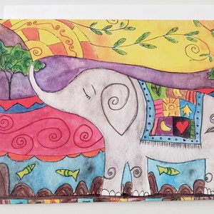 Elephant Card, Unique Greeting Card, Card with Elephant