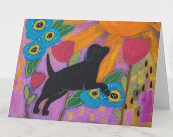Dog Greeting Card, Blank Dog Card, Dog Card, Dog Everyday Card, Black Lab Card, Queenan Gallery