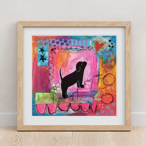 Black Lab Art Print, Folk Art Dog Print, Black Lab Print, Best Selling Dog Print, Black Lab Gifts image 2