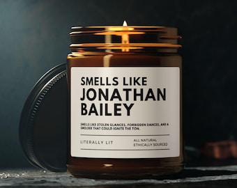 Smells Like Jonathan Bailey Scented Soy Candle, Jonathan Bailey Fan (Multi-Size, Amber Jar)
