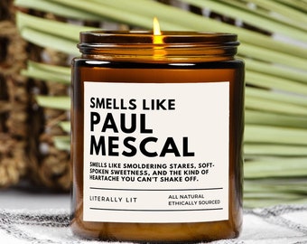 Smells Like Paul Mescal Scented Soy Candle, Paul Mescal Fan (Multi-Size, Amber Jar)