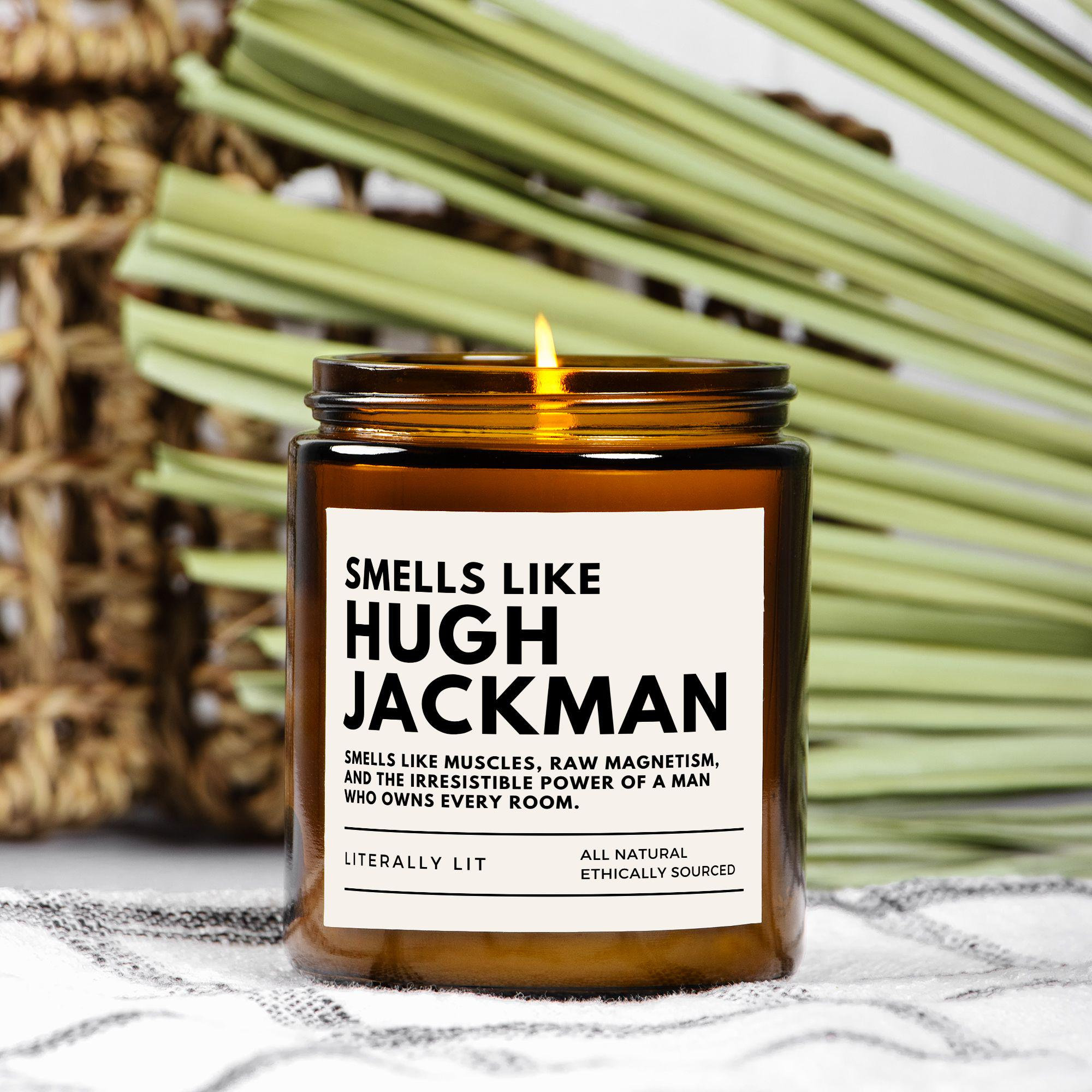 Smells Like Hugh Jackman Scented Soy Candle, Hugh Jackman Fan (Multi-Size, Amber Jar)