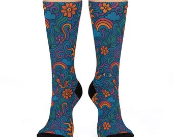Calcetines psicodélicos Sunburst: un regalo genial para los amantes del arte. Calcetines unisex novedosos.