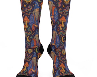 Calcetines psicodélicos de mago, regalo novedoso y alucinante para él y ella, calcetines unisex estampados