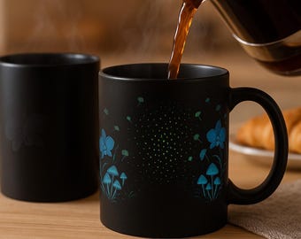 Luciérnagas Celestiales que Brillan al Mágico / Taza que Revela el Calor / Regalo para Soñadores de Jardín / Taza Mágica Chispa / Regalo Sorpresa Matutina