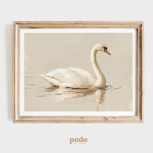 Elegant Swan Art Print: Classic Animal Decor (Digital Download