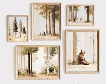 Woodland Animal Gallery muurkunstset (digitale download)