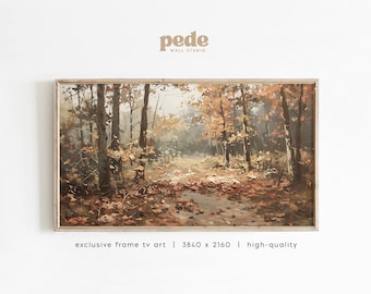 Cuadro al óleo de paisaje otoñal para enmarcar (descarga digital)